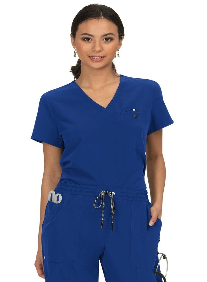 KOI Next Gen Ready to Work Women's 1-Pocket Tuck-in Scrub Top Caribbean Blue X-Small - Image 3